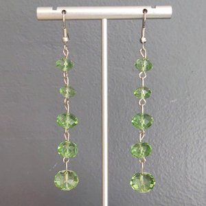 Green glass dangle earrings